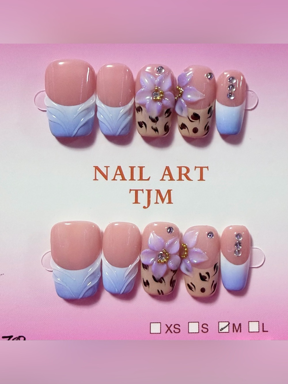 Floral Pink and Lavender Press-On Nail Set